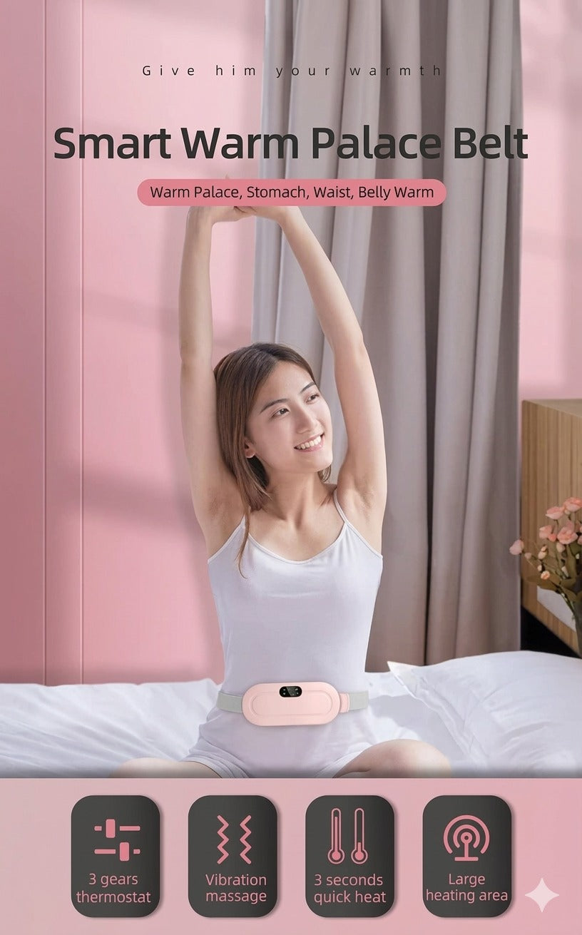 CrampFree™ Instant Period Pain Relief Belt – Heat & Massage Therapy