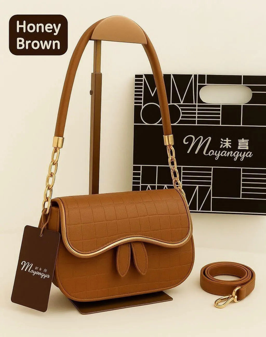 *Product Name*: Honey Brown Leather Shoulder Bag for Girls
