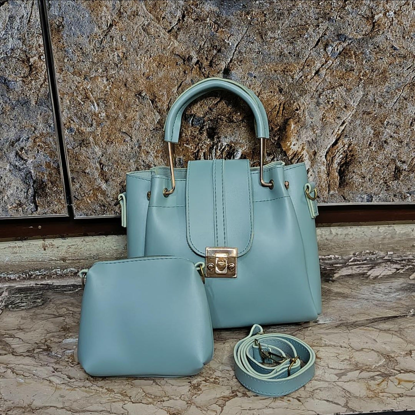 Green PU Leather Crossbody Bag Set – 2 Pcs (Bag + weight Pouch)
