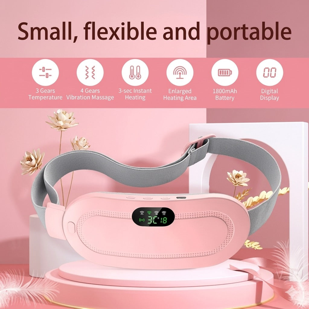 CrampFree™ Instant Period Pain Relief Belt – Heat & Massage Therapy