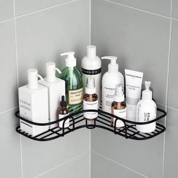 Metal Corner Rack For Bathroom & Kitchen ( With 2 Self Adhesive Screws )