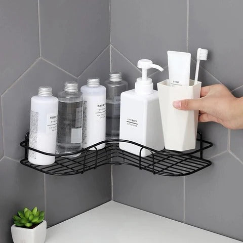Metal Corner Rack For Bathroom & Kitchen ( With 2 Self Adhesive Screws )